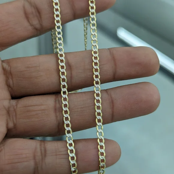 10kt Real Gold Cuban Diamond Cut Chain 3.4mm 16 inches
